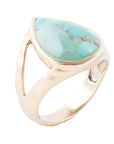 Maisy Blue Turquoise Golden Teardrop Ring