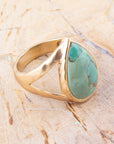 Maisy Blue Turquoise Golden Teardrop Ring