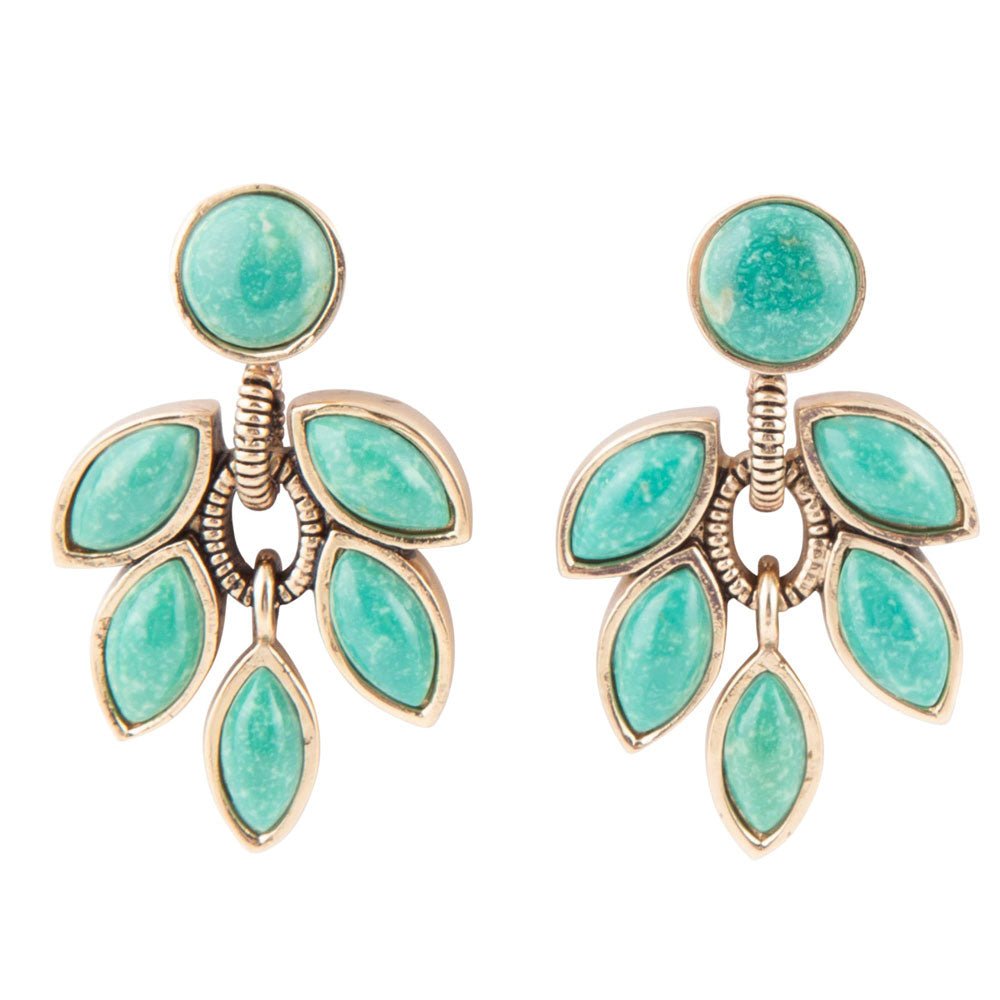 Make an Entrance Green Turquoise Golden Post Earrings
