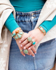 Maltese Blue Turquoise Golden Cuff Bracelet
