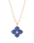 Maltese Cross Blue Lapis Golden Chain Pendant Necklace