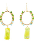 Margarita Green Jasper Golden Drop Earrings