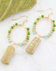 Margarita Green Jasper Golden Drop Earrings