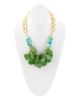 Margarita Green Lime Turquoise Jasper Golden Statement Necklace