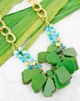 Margarita Green Lime Turquoise Jasper Golden Statement Necklace