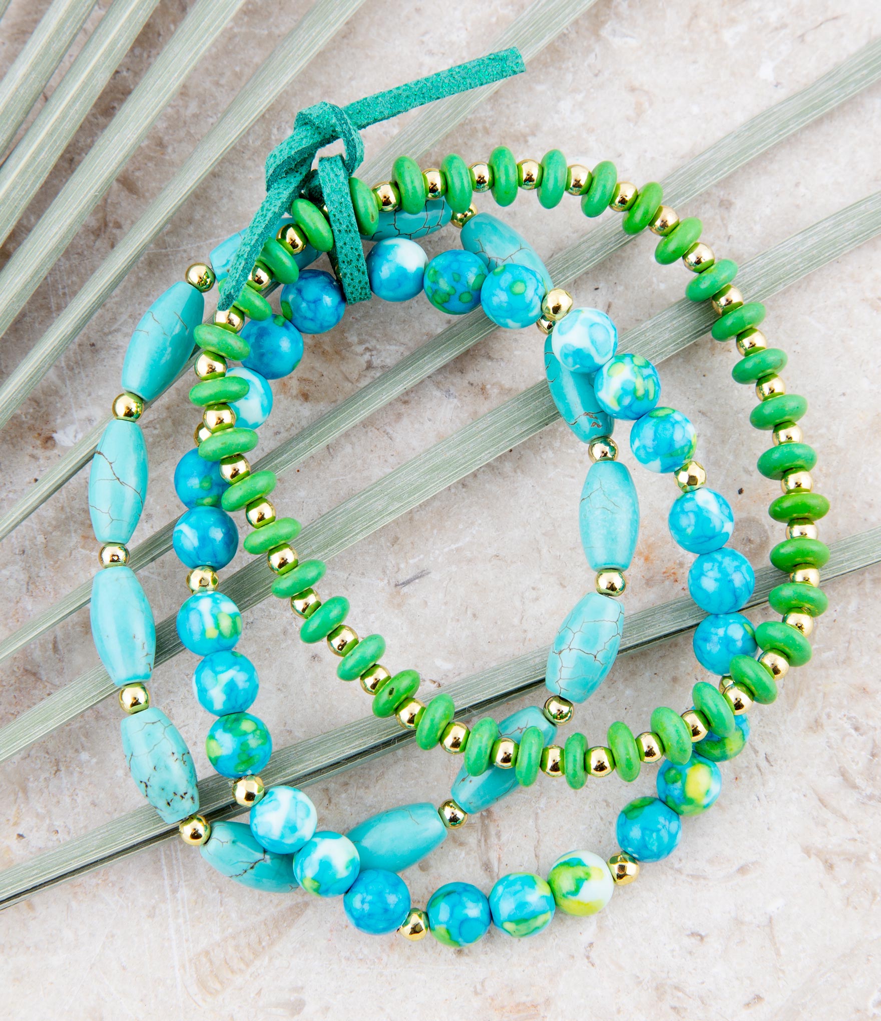 Margarita Mixed Blue and Green Stretch Bracelet Set