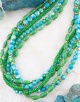 Margarita Mixed Lime Green and Blue Toursade Necklace