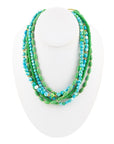 Margarita Mixed Lime Green and Blue Toursade Necklace