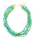 Margarita Mixed Lime Green and Blue Toursade Necklace