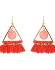 Melon and Triangle Tassel Earrings