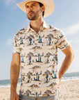 Mens Performance Fabric Modern Fit Stretch Cactus Print Polo
