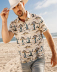 Mens Performance Fabric Modern Fit Stretch Cactus Print Polo