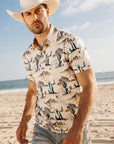 Mens Performance Fabric Modern Fit Stretch Cactus Print Polo