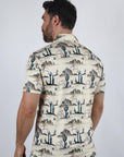 Mens Performance Fabric Modern Fit Stretch Cactus Print Polo