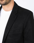 Men's Double Button Black Faux-Suede Blazer