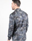 Mens Modern Fit Stretch Foiled Black Long Sleeve Shirt