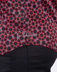 Small Print Satin Cotton/Spandex Long Sleeve Shirt