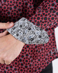 Small Print Satin Cotton/Spandex Long Sleeve Shirt