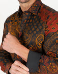 Satin Cotton/Spandex Long Sleeve Shirt - Black