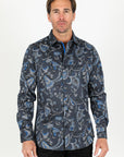 Satin Cotton/Spandex Long Sleeve Shirt - Black