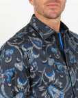 Satin Cotton/Spandex Long Sleeve Shirt - Black