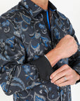 Satin Cotton/Spandex Long Sleeve Shirt - Black
