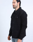 Mens Sherpa Lined Denim Jacket - Black