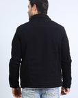 Mens Sherpa Lined Denim Jacket - Black