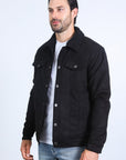 Mens Sherpa Lined Faux Suede Jacket - Black