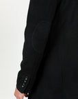 Men's Double Button Faux-Suede Blazer - Black