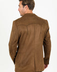 Men's Double Button Faux-Suede Blazer - Brown