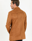 Men's Double Button Faux-Suede Blazer