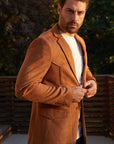 Men's Double Button Faux-Suede Blazer