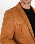 Men's Double Button Faux-Suede Blazer