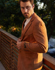 Men's Double Button Faux-Suede Blazer