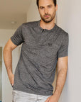 Mens Modern Fit Stretch Henley T-Shirt with Logo
