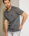 Mens Modern Fit Stretch Henley T-Shirt with Logo