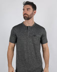 Mens Modern Fit Stretch Henley T-Shirt with Logo