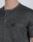 Mens Modern Fit Stretch Henley T-Shirt with Logo