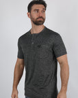 Mens Modern Fit Stretch Henley T-Shirt with Logo
