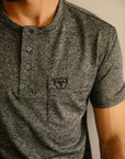 Mens Modern Fit Stretch Henley T-Shirt with Logo