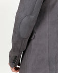 Men's Double Button Faux-Suede Blazer - Charcoal