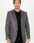 Men's Double Button Faux-Suede Blazer - Charcoal