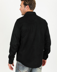 Men's Black Faux Suede Overshirt