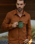Men's Camel Faux Suede Overshirt