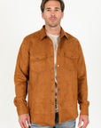 Men's Camel Faux Suede Overshirt