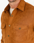 Men's Camel Faux Suede Overshirt