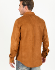 Men's Camel Faux Suede Overshirt