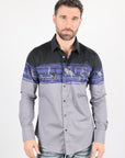 Men's Modern Fit Cotton Stretch Rodeo Panoramic Print Shirt