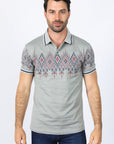 Mens Modern Fit Stretch Cotton Polo with Aztec Print